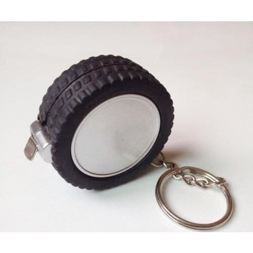 1PCS 1m Tire Shape Centimeter/Feet for Travel Camping Tape Measure Mini Retractable Tape Sewing Tool Keychain Ruler