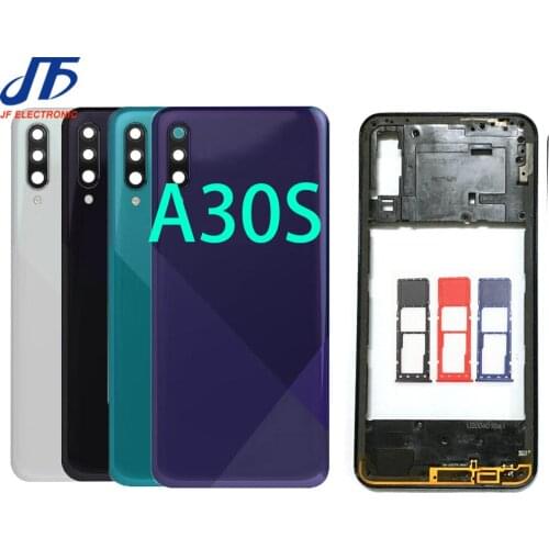 10pcs For Samsung Galaxy A20S A30S A50S Phone Housing Middle Frame Plate Case + Back Cover Battery Rear Door Camera Lens Repair