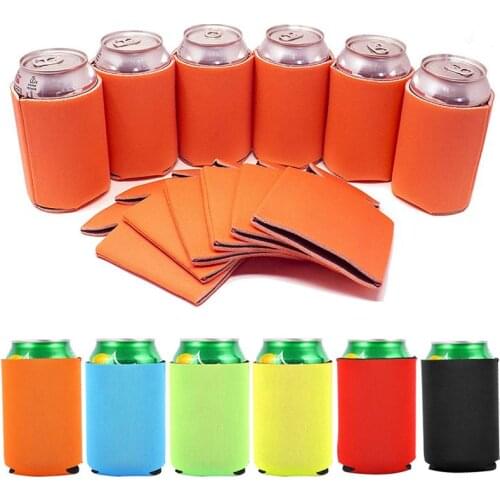 12pcs Can Sleeve Beer Can Cooler Sleeve Neoprene Insulated Foldable Bottle Cozy Beer Can Holder For Home Wedding Party Supplies