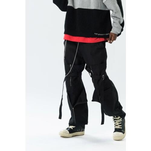 2021 Mens clothing Hair Stylist Catwalk Multi Pocket zipper work clothes casual bandage straight Pants Plus Size costumes 27-46