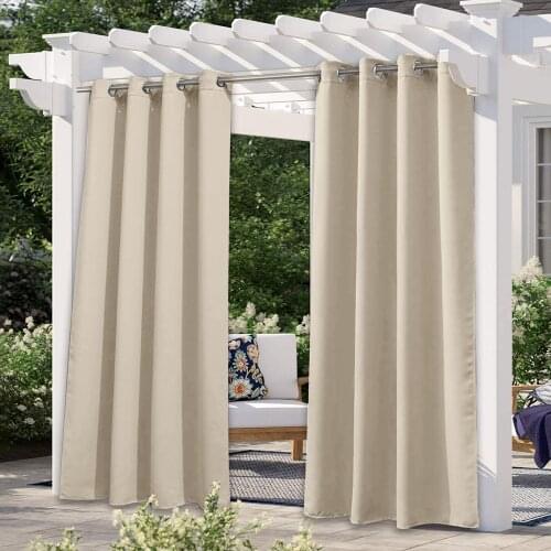 4 Colors Outdoor Curtain Water Proof Light Blocking Fade Resistant with Grommet Rust-Proof for Porch&Beach&Patio Home Decor