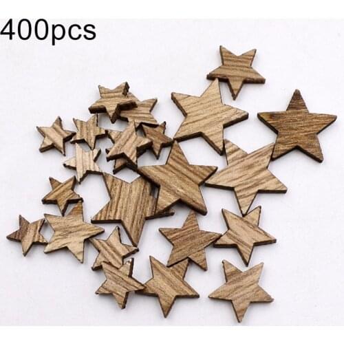 400Pcs Mixed Size Star Wooden Plate Ornaments DIY Craft Accessories Scrapbook Sewing Decoration
