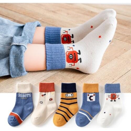5Pairs/Lot Childrens Socks For Girls Boys Cotton Toddler Baby Socks Cartoon Kids Socks Casual 2021 Spring Autumn