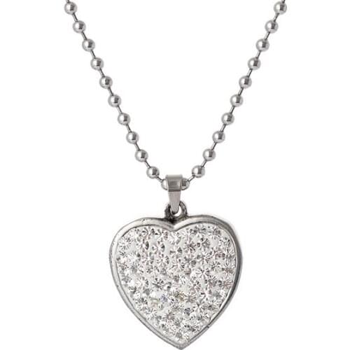 60cm Fashion 316L stainless steel Crystal necklace with 2.6*2.3cm Pendants