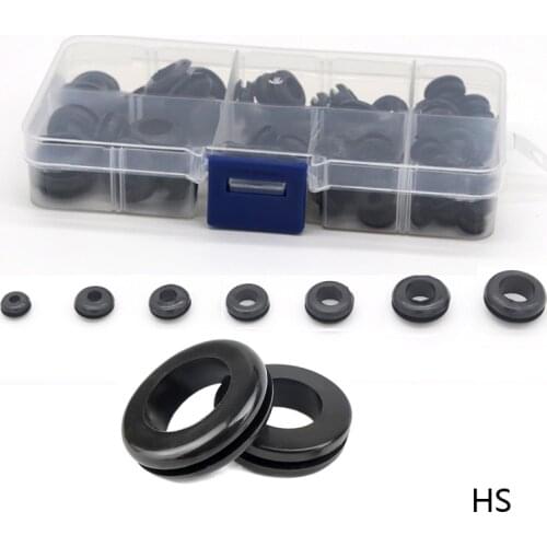 88pcs Waterproof Protect Wire Tool 7 Sizes Set Sealing Rubber Cables Grommet Kit Electrical Plugs Conductor Gasket Ring