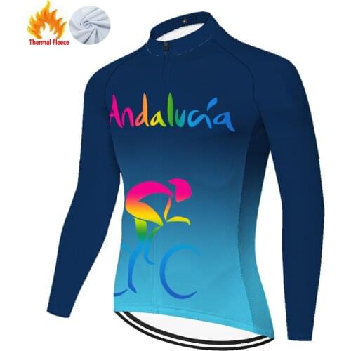 Andalucia Winter Thermal Fleece Uomo Masculina Jersey Tenue Velo Maillot Cyclisme Homme Camisa Ciclismo Mallots Ciclismo Hombre