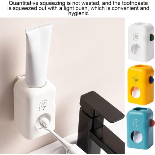 Automatic Toothpaste Dispenser Wall Mount Dust-proof Toothbrush Holder Wall Mount Storage Rack Bathroom Accessories Set Squeezer