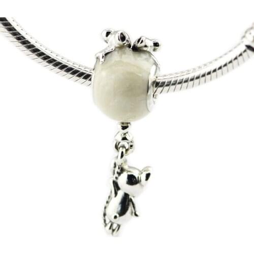 Mouse and Balloon Hanging Charm DIY Jewelry Making Fits Original 925 Sterling Silver Bracelets Beads For Jewelry Making Charms