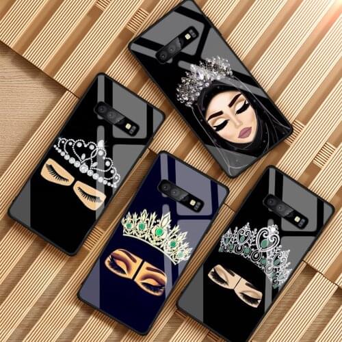 Muslim Islamic Gril Eyes Arabic Hijab Girl Tempered Glass Phone Case For Samsung Galaxy A6 A6S A8 A8S J6 J8 2018 S8 S9 S10 PLUS