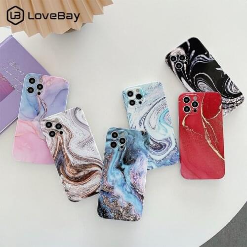Vintage Retro Glossy Marble Pattern Phone Case For iPhone 11 12 Pro X XR XS Max Mini 8 7 Plus SE 2020 Soft TPU Shockproof Bumper