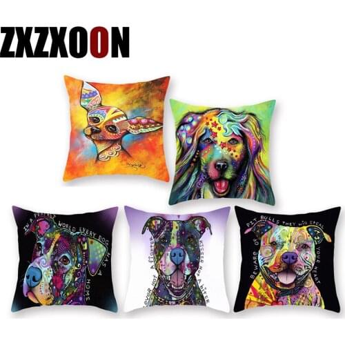 Decorative Throw Pillows Case Polyester Lovely Animals Dog Pets Sofa Home Decor Pillow Cushion Covers for Living Room