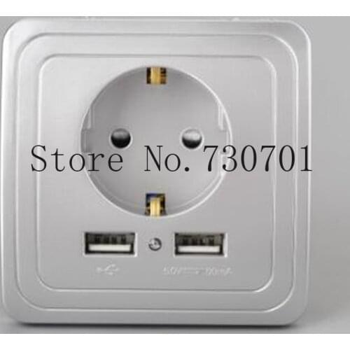 Ship from Russian)socket with usb 5V 2.1A Dual Wall Socket eu Ports Charger 16A 250V kitchen plug sockets Electrical Outlet