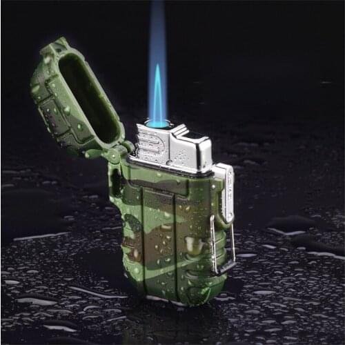Outdoor Sealed Waterproof Lighter Inflatable Butane Lighter Windproof Blue Flame Lighter Smoking Accessories
