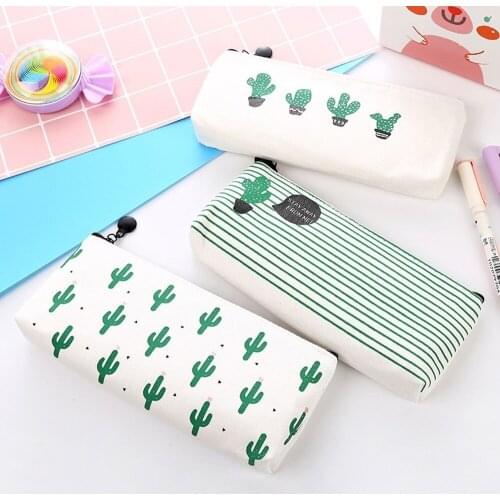 1 Pcs Cactus Canvas Pencil Bag Lovely Cute Pencil Case