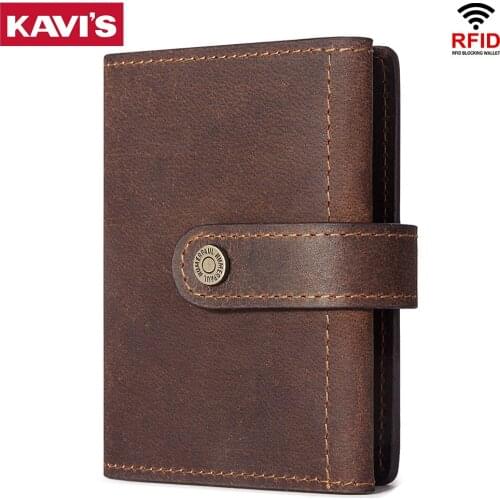 KAVIS Rfid Blocking Credit Card Holder Men Wallets Slim Thin Business Leather Metal Cardholder Coin Pocket Magic Smart Wallet