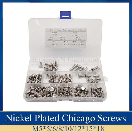 Snap Rivet Books Butt Screw Kits, Screws Assortment Kits, M5*5/6/8/10/12/15/18