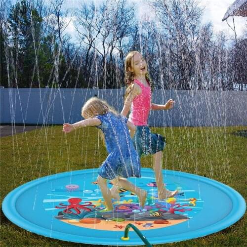 Water Splash Pad PVC Summer Inflatable Outdoor Sprinkle Pad Summer Entertainment Water Spray Carpet Pad Toy Play Games Water Mat