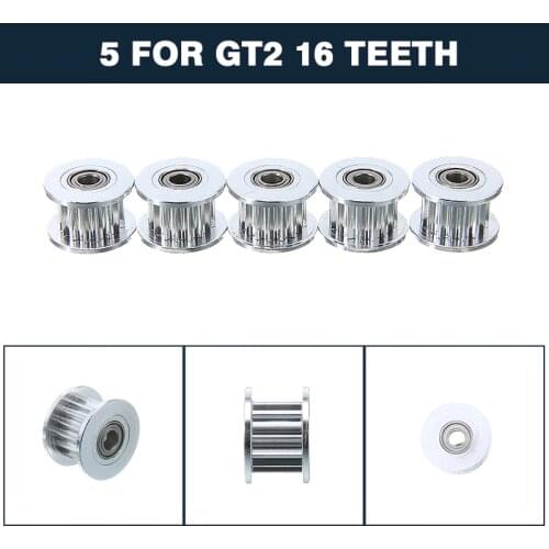 Mayitr 5pcs GT2 16T Timing Pulley With 3mm Bore Bearing For 6mm Belt 3D Printer Reprap