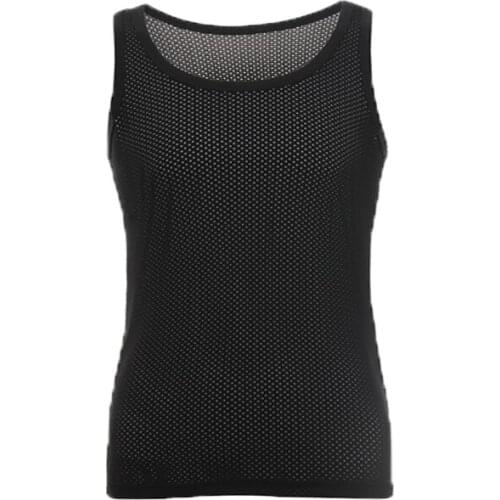 Summer Man Undershirt/Men Sexy Mesh Sheer Basic Shirts/Male Mesh Breathable O-neck Gay Sleeveless Slimming Inner Tank Tops