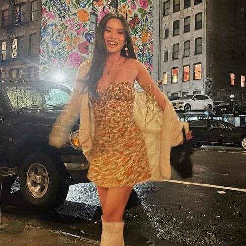 Fashion Small Broken Flower Sling Y2K E-Girls Summer French Retro Pastoral Fresh And Sweet Sundress 2021