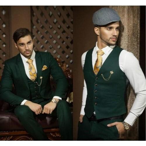 2019 Slim Fit Prom Suits Men Tailored Made 3 Pieces Tuxedo Formal Groom Men Custom Suit Classic Wedding Suits Jacket Vest Pants