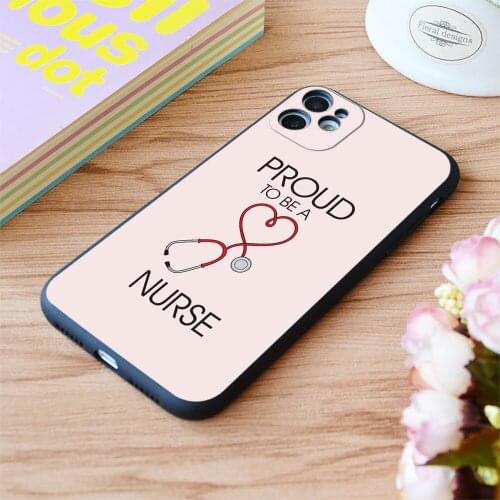 For iPhone Proud To Be A Nurse Print Soft Matt Apple iPhone Case 6 7 8 11 12 Plus Pro X XR XS MAX SE