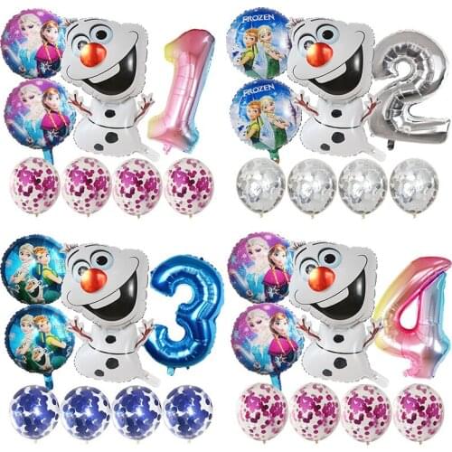 8Pcs Cartoon Frozen Elsa Anna Olaf Foil Balloons Set 30inch Number Globos Baby Shower Happy Birthday Party Decorations Kids Toys