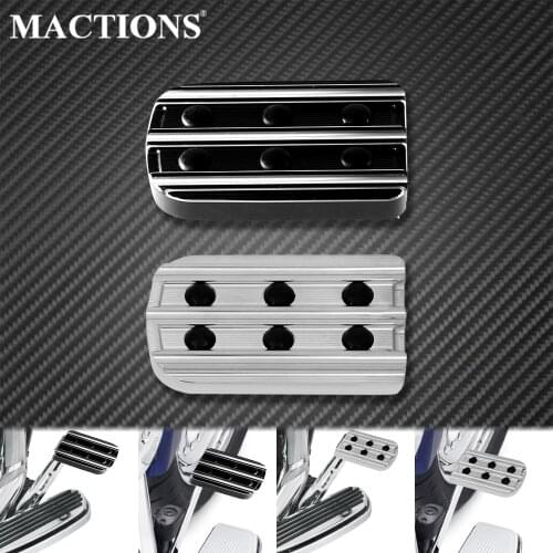 Motorcycle Brake Pedal Pad Cover Black/Chrome For Harley Softail Fat Boy 1986-Up Touring Road Electra Glide 80-Up Dyna FLD 12-16