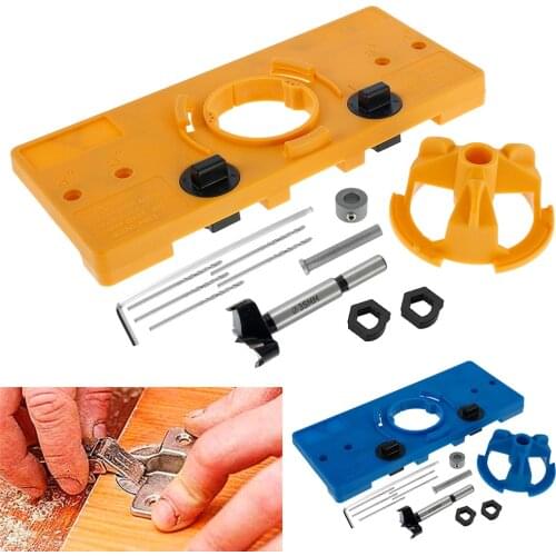 Concealed 35MM Cup Style Hinge Jig Boring Hole Drill Guide + Forstner Bit Wood Cutter Carpenter Woodworking DIY Tools