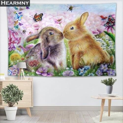 Custom Rabbit Tapestry Wall Hanging Decor Tapestry Show Piece For Home Decoration Camping Tent Travel Sleeping Pad