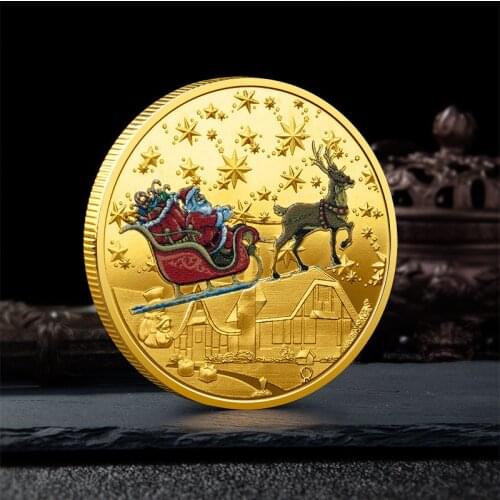 New Christmas Santa Claus Commemorative Coin gold silver Souvenir Collectible Art Gift for Kids Toy