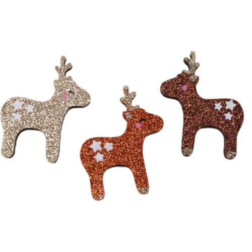 New 10Pcs Animal Christmas Glitter Powder Non-woven Patch Hair Accessories Headdress Headband Decoration DIY Projects,10Yc8594
