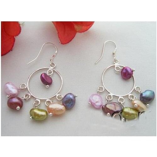 New Arrival Favorite Pearl Earrings Multicolor Reborn Keshi Pearl S925 Sterling Silver Hook Dangle Earring Fine Jewelry For Lady