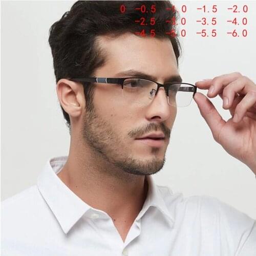 OYDCH Anti Blue Light Finished Myopia Glasses Men Women Metal Half Frame Eyeglasses Sutdent Short Sight -0 ~ -6.0 Diopter