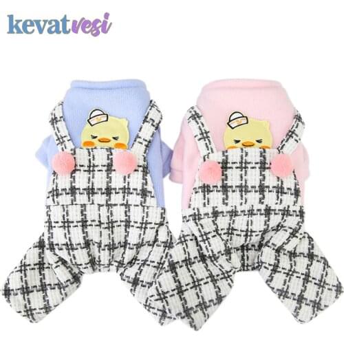 Dog Clothes Warm Winter Plaid Dog Jumpsuit Cute Pet Clothing Chihuahua Small Dogs Coat Puppy Clothing Ropa Perro Pet Outfits