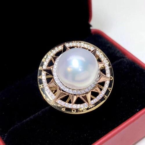 Pearl Ring 11-12mm 1026 Fine Jewelry 18K White Gold Natural White Peals Rings for Women Fine Pearls Rings