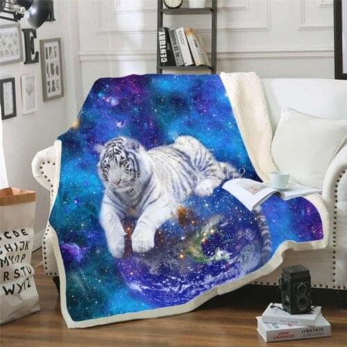 Tiger 3D Printing Plush Fleece Blanket Adult Fashion Quilts Home Office Washable Duvet Casual Kids Girls Boys Sherpa Blanket