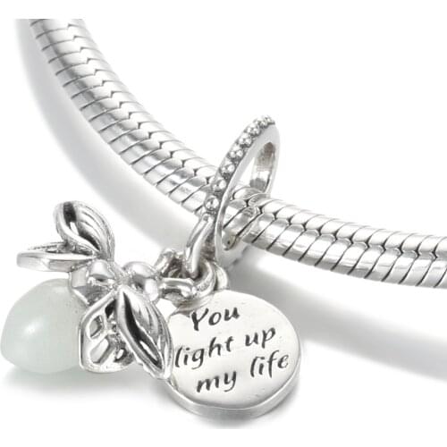 Authentic S925 Silver Pendant Bead fit Lady Bracelet Bangle Firefly Dangle Charms DIY Jewelry