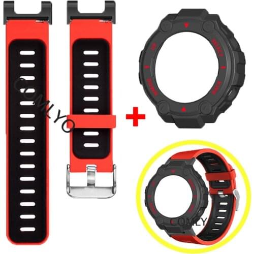 2in1 Sport Strap For Huami Amazfit T Rex Strap smart watch Silicone Bracelet For Xiaomi Amazfit T-Rex Pro Watch case TPU cover