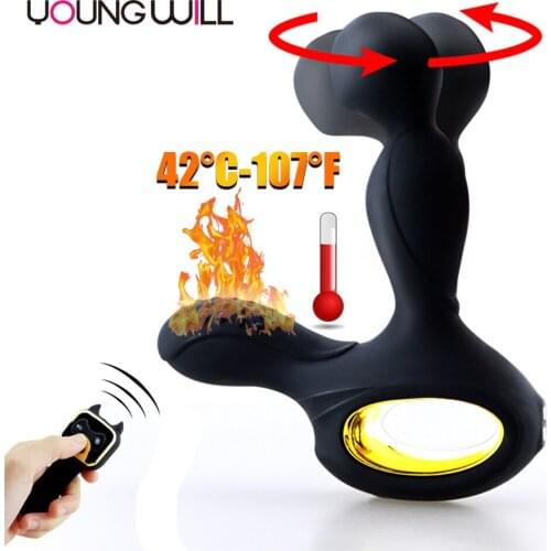 Sex Shop Male Anal Prostate Massage Heater Anal Plug 3 Rotary Modes 10 Wireless Silicone Vibration Anal Vibrator Male Sex Toys