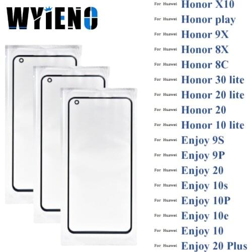Digitizer LCD Sensor Glass For Huawei Honor X10 Play 4T Pro 9X 8X 8C 30 20 10 Lite 20i Touch Screen Glass lens With OCA 10pcs