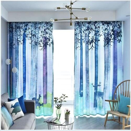 Stereoscopic curtains New curtain custom simple oil painting style personality creative bedroom living room blackout curtain