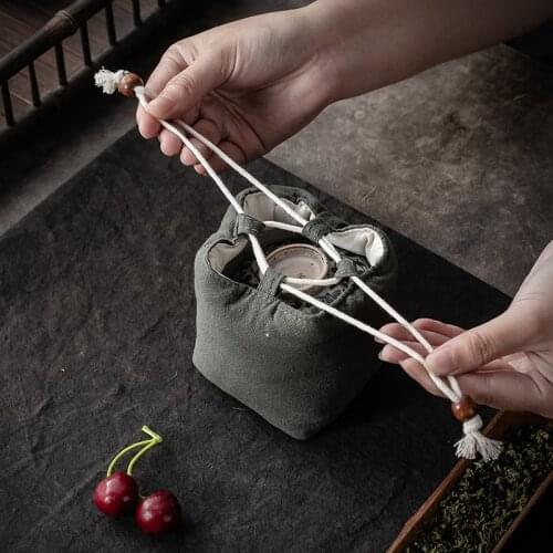 Single Cup Buggy Bag Master Cup Bag Portable Tea Brewing Pot Jian Kiln Cup Cloth Bag Drawstring Cotton Linen Bag Storage bag