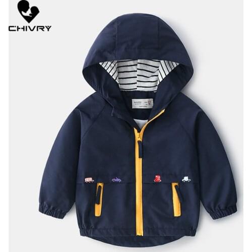 New 2021 Spring Autumn Kids Coats Jacket Boys Fashion Striped Hooded Cartoon Zipper Windbreaker Outerwear Baby Clothes Clothing