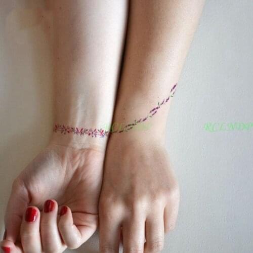 Waterproof Temporary Tattoo colorful blue and purple flower lavender leaf tatto stickers flash tatoo fake tattoos for girl