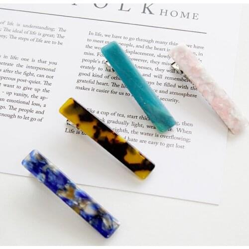 Square Shaped Barrettes Hairpins Acrylic Hair Accessories for Women Gold Wire Stripe Hair Clip Clamp Hairpin Headwear