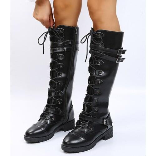 Brand Design Female High Platform Thigh High Boots Fashion Buckle Punk High Heels Boots Women Cosplay Wedges Shoes Woman