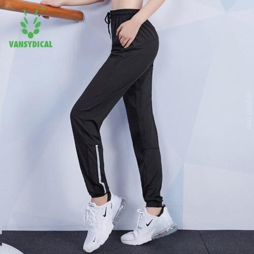 VANSYDICAL Jogging Pants Women Black Loose Running Sport Pants for Gym Breathable Female Training Fitness Yoga Workout Trousers
