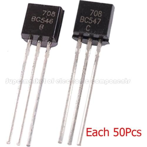 100PCS BC547C BC546B TO-92 (BC547+BC546) Each 50Pcs TO92 547C New Triode Transistor