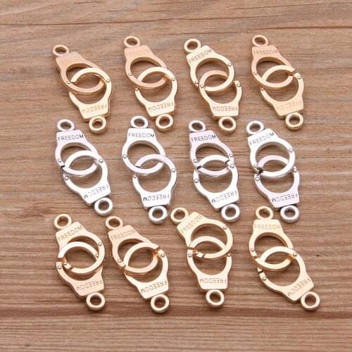 20Pcs Photo Color 2020 New Hollow Small Handcuffs Charms Connector Handmade Decoration Vintage For DIY Jewelry Making Findings